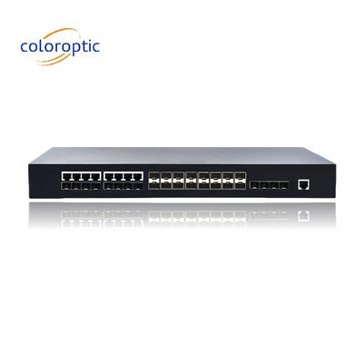 2 στρώσεις Poe Switches με 16 SFP 8 COMBO 4 10GE θύρες υποστηρίζουν την εναλλαγή ταχύτητας καλωδίου