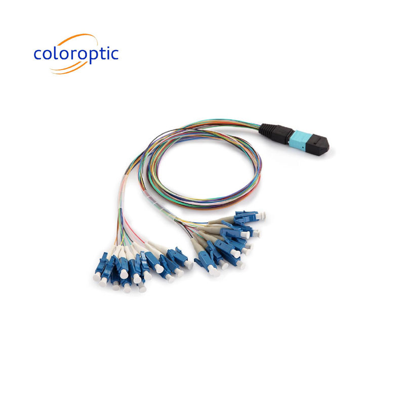 Απλό / διπλό MTP Patch Cord Hydra Cable OM3 / OM4 Mpo 24 Συνδέτης