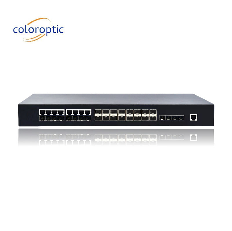 2 στρώσεις Poe Switches με 16 SFP 8 COMBO 4 10GE θύρες υποστηρίζουν την εναλλαγή ταχύτητας καλωδίου